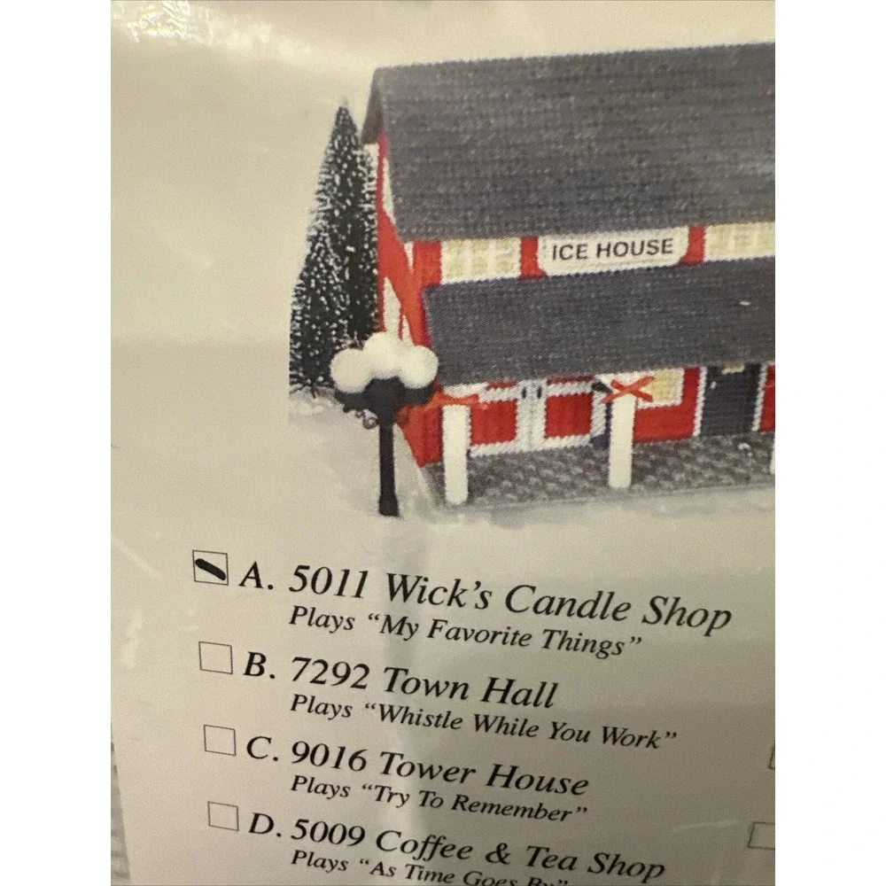 Mary Maxim Needlework Craft Musical Village Wick's Candle Shop 5011 Plastic Canv